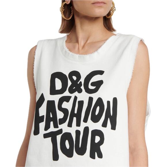 NWT Dolce & Gabbana White D&G Fashion Tour Sleeveless T-Shirt IT 40 S - Picture 2 of 8
